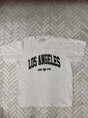 Anine Bing White and Black 'Los Angeles' Logo Tee